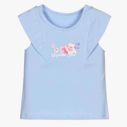 Lapin House-Girls Blue Logo T-Shirt | Childrensalon Outlet