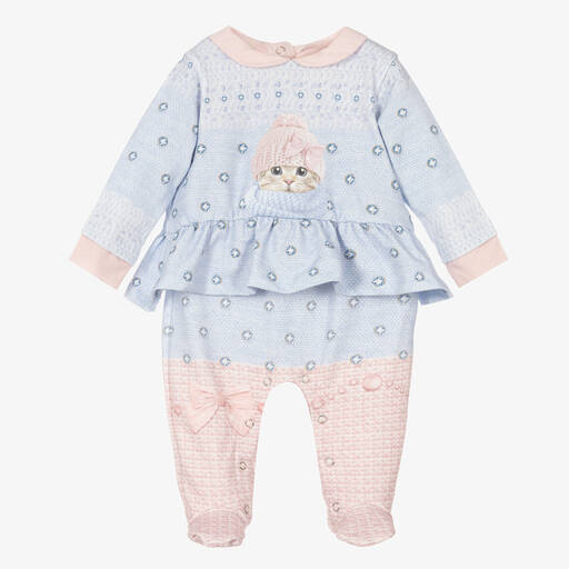 Lapin House-Розово-голубой комбинезон с котом для девочек | Childrensalon Outlet