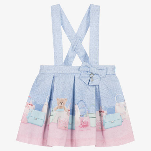 Lapin House-Baumwollkleid in Blau und Rosa mit Bärenmotiv für Mädchen | Childrensalon Outlet