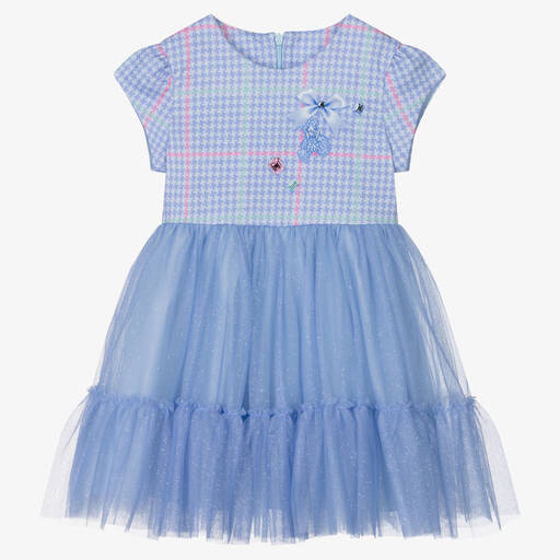 Lapin House-Girls Blue Sparkle Tulle Dress | Childrensalon Outlet