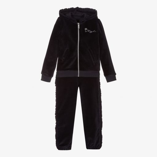 Lapin House-Girls Blue Velour Tracksuit | Childrensalon Outlet