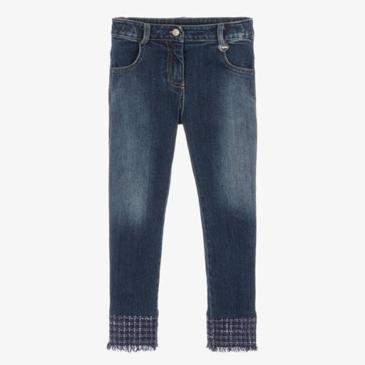 Lapin House-Girls Denim Jeans with Tweed Hem | Childrensalon Outlet