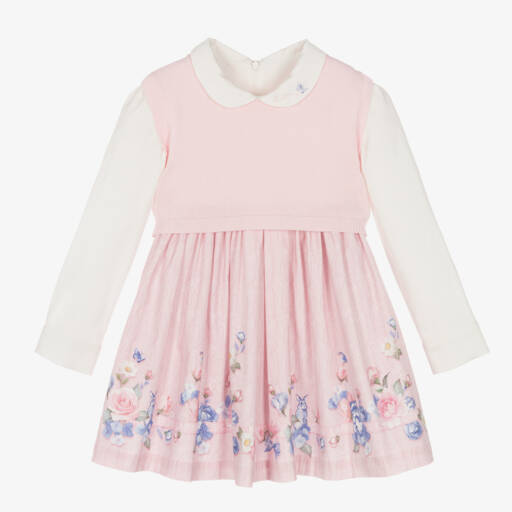 Lapin House-طقم فستان بطبعة محبوكة لون زهري | Childrensalon Outlet