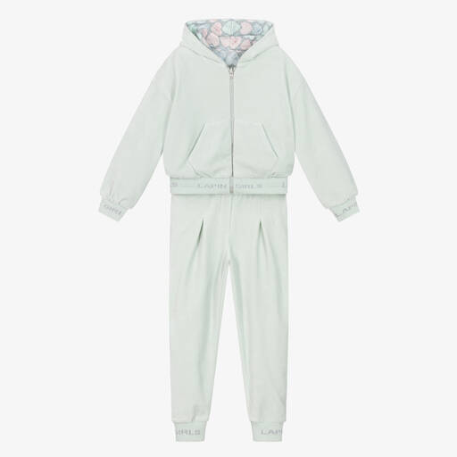 Lapin House-Girls Green Reversible Velour Tracksuit | Childrensalon Outlet