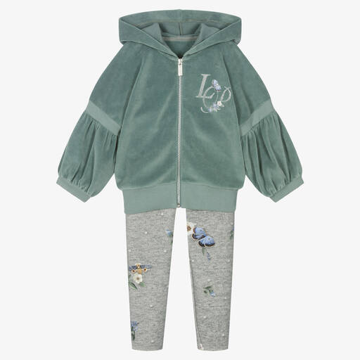 Lapin House-Girls Green Zip-Up Top & Leggings Set | Childrensalon Outlet