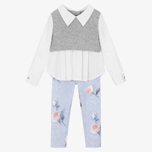 Lapin House-Girls Grey & Blue Leggings Set | Childrensalon Outlet
