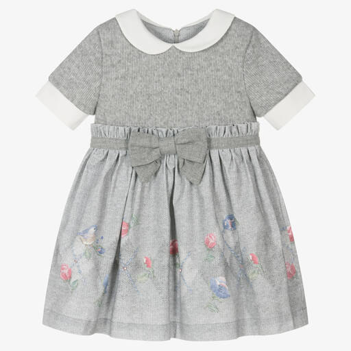 Lapin House-Girls Grey Cotton Knit Dress | Childrensalon Outlet