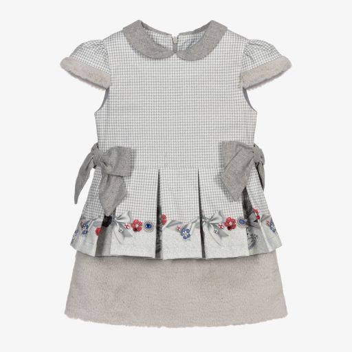 Lapin House-Girls Grey Houndstooth Dress | Childrensalon Outlet