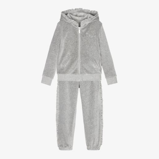 Lapin House-Girls Grey Velour Tracksuit | Childrensalon Outlet