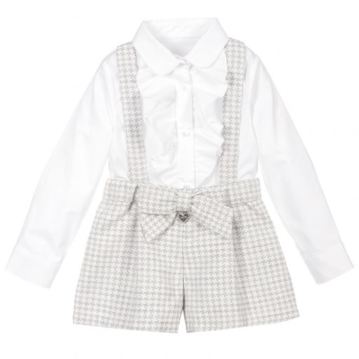 Lapin House-Girls Grey & White Shorts Set | Childrensalon Outlet