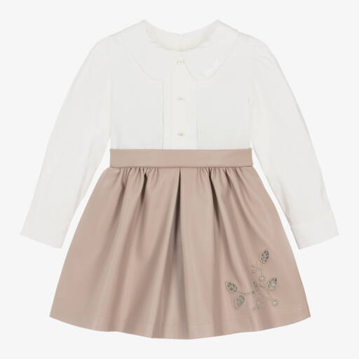 Lapin House-Girls Ivory & Beige Pleather Dress | Childrensalon Outlet