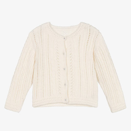 Lapin House-Girls Ivory Cable Knit Cardigan | Childrensalon Outlet