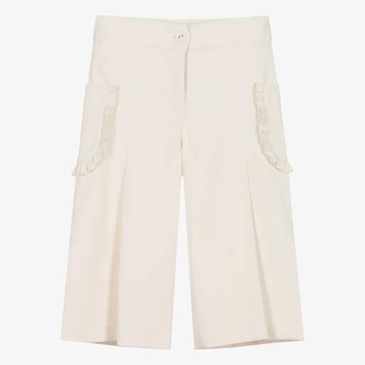 Lapin House-Girls Ivory Corduroy Pocket Culottes | Childrensalon Outlet