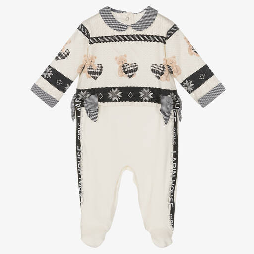 Lapin House-Girls Ivory Cotton Babygrow | Childrensalon Outlet