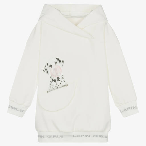 Lapin House-Girls Ivory Cotton Hooded Dress | Childrensalon Outlet