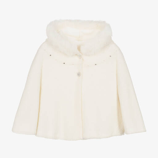 Lapin House-Girls Ivory Hooded Cape | Childrensalon Outlet