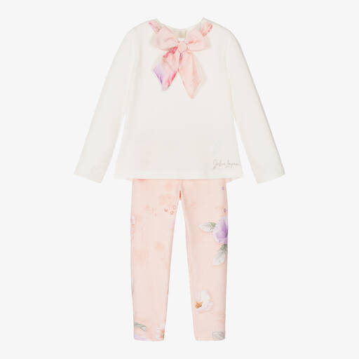 Lapin House-Кремовый топ и розовые легинсы из хлопка | Childrensalon Outlet