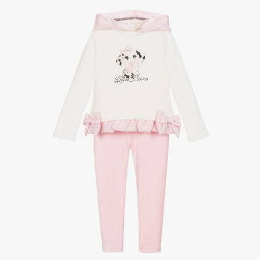 Lapin House-Girls Ivory Top & Pink Leggings Set | Childrensalon Outlet