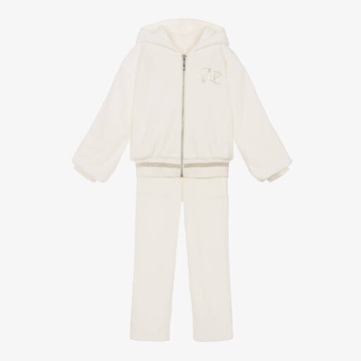 Lapin House-بدلة رياضية قطن قطيفة لون عاجي للبنات | Childrensalon Outlet