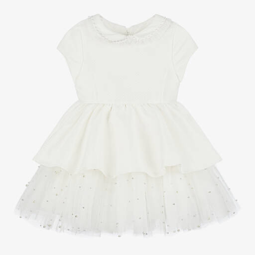 Lapin House-فستان جاكار وتول لون عاجي | Childrensalon Outlet