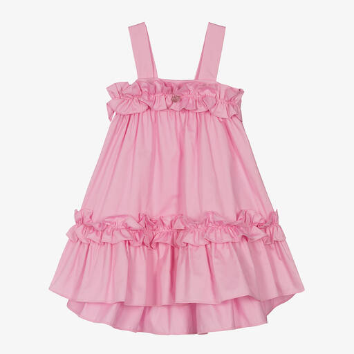 Lapin House-Розовое хлопковое платье с рюшами для девочек | Childrensalon Outlet