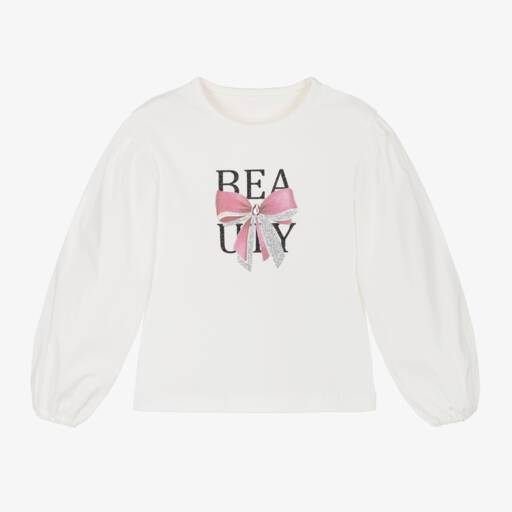Lapin House-Girls Long-Sleeve Ivory Tee | Childrensalon Outlet
