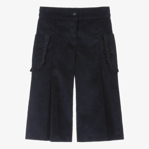 Lapin House-Girls Navy Blue Corduroy Pocket Culottes | Childrensalon Outlet