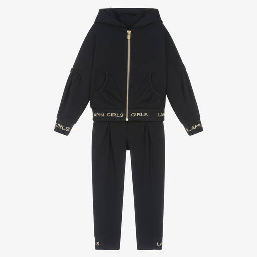 Lapin House-Girls Navy Blue Cotton Tracksuit | Childrensalon Outlet