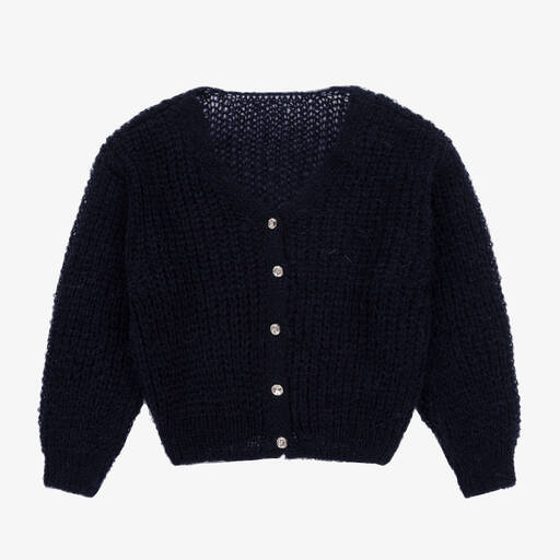 Lapin House-Girls Navy Blue Knitted Cardigan  | Childrensalon Outlet