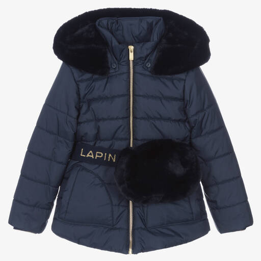Lapin House-Girls Navy Blue Padded Coat | Childrensalon Outlet