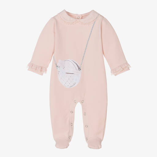 Lapin House-Girls Pink Cotton Babygrow | Childrensalon Outlet