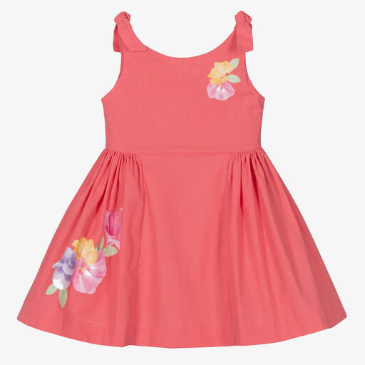 Lapin House-Girls Pink Cotton Floral Dress | Childrensalon Outlet