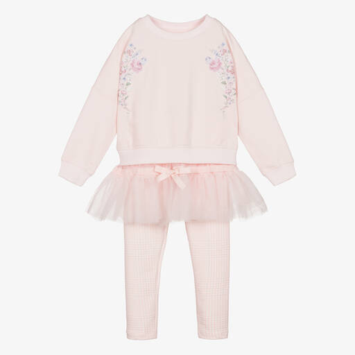 Lapin House-Girls Pink Cotton Floral Leggings Set | Childrensalon Outlet