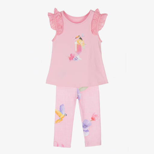 Lapin House-Girls Pink Cotton Jersey Leggings Set | Childrensalon Outlet