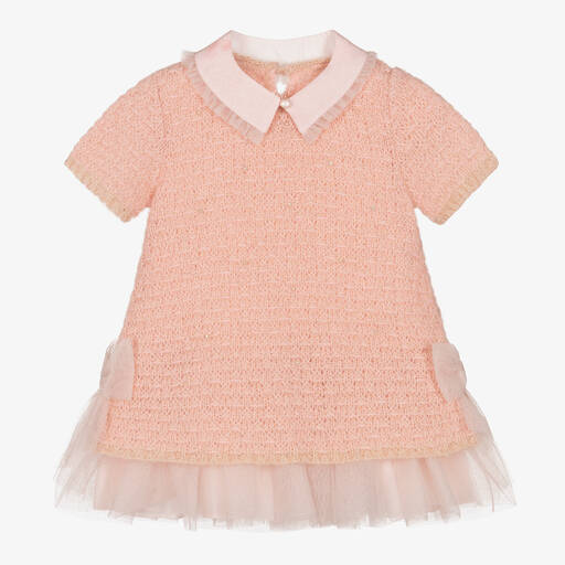 Lapin House-Girls Pink Cotton Knit & Tulle Dress Set | Childrensalon Outlet