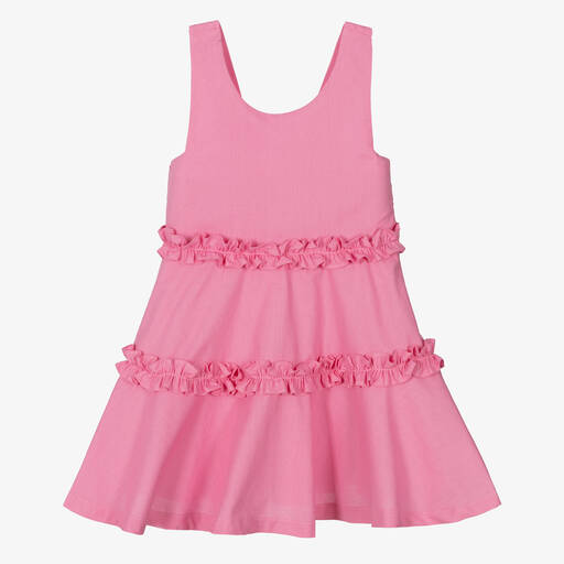 Lapin House-Girls Pink Cotton Ruffle Dress | Childrensalon Outlet