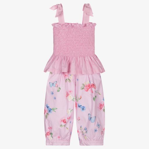 Lapin House-Girls Pink Cotton Trouser Set | Childrensalon Outlet
