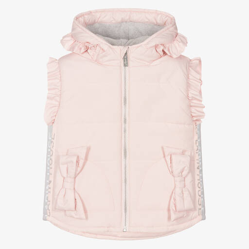 Lapin House-Girls Pink Hooded Gilet | Childrensalon Outlet