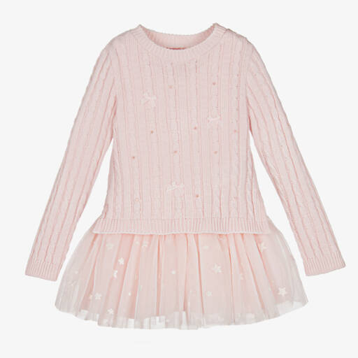 Lapin House-Girls Pink Knit and Tulle Ensemble | Childrensalon Outlet