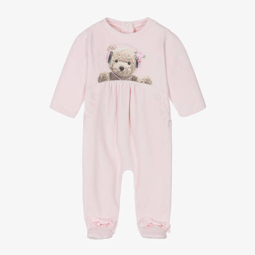 Lapin House-Girls Pink Velour Babygrow | Childrensalon Outlet