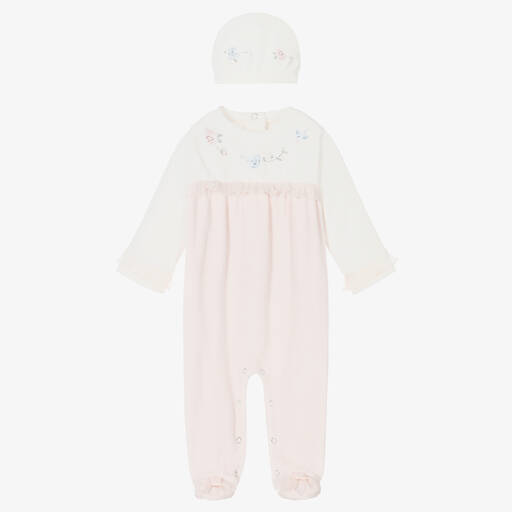 Lapin House-Rosa Strampler-Set aus Velours (M) | Childrensalon Outlet