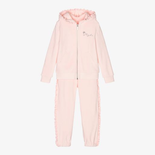 Lapin House-Girls Pink Velour Tracksuit | Childrensalon Outlet