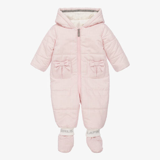 Lapin House-Girls Pink & White Dogstooth Snowsuit | Childrensalon Outlet