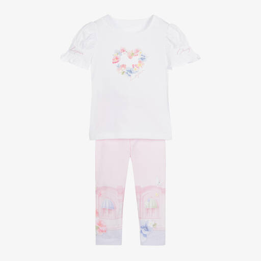 Lapin House-Girls Pink & White Leggings Set | Childrensalon Outlet