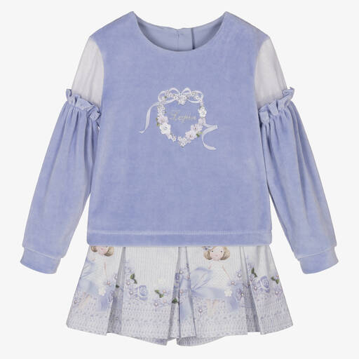 Lapin House-Фиолетовый топ и юбка-шорты из велюра для девочек | Childrensalon Outlet