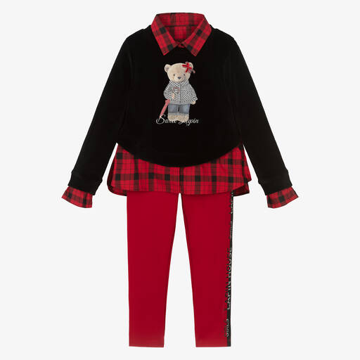 Lapin House-Girls Red & Black Leggings Set | Childrensalon Outlet