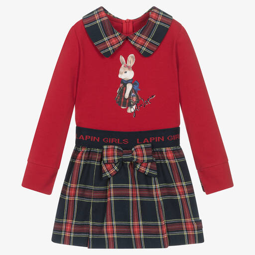 Lapin House-Skorts-Set aus Baumwolle in Rot und Blau mit Schottenkaromuster für Mädchen | Childrensalon Outlet