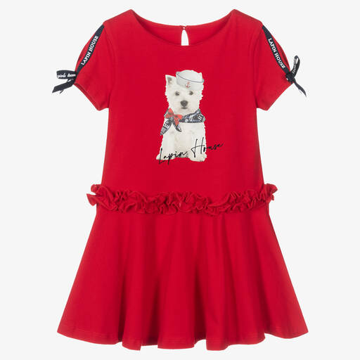 Lapin House-فستان قطن جيرسي لون أحمر | Childrensalon Outlet