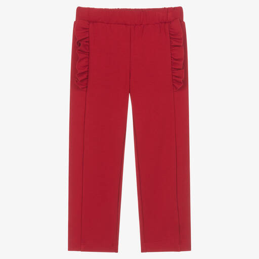 Lapin House-Girls Red Milano Jersey Frill Trousers | Childrensalon Outlet