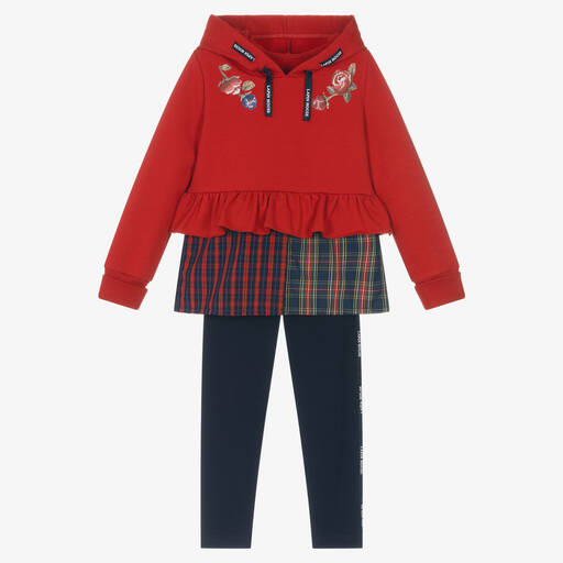 Lapin House-Girls Red & Navy Blue Check Leggings Set | Childrensalon Outlet